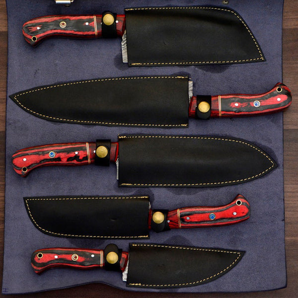 Chef Knife Set Handmade Damascus Steel Kitchen Knives CKS-024