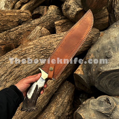 crown stag bowie knife with sheath