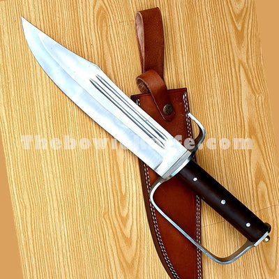 Bowie Knife 440c Steel D-Guard Rose Wood Handle Dk-207