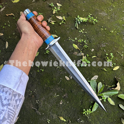 Custom Dagger Knife Steel Guard Leather And Raisin Handle DK-211