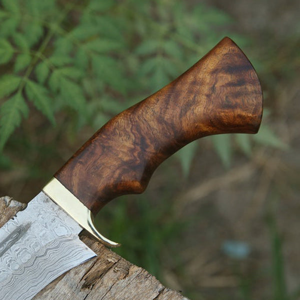 Damascus Steel Bowie Knife Rose Wood Handle DK-101
