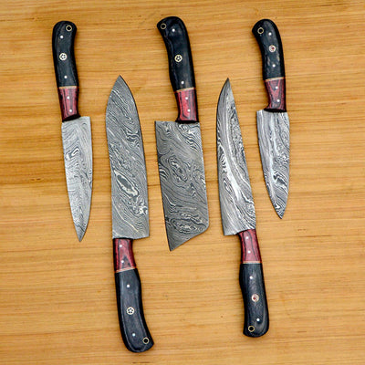 Premium Handmade Damascus Steel Chef Knife Set Kitchen Knives CKS-018