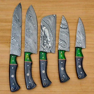 Damascus Steel Handmade Chef Knife Set Kitchen Knives CKS-021