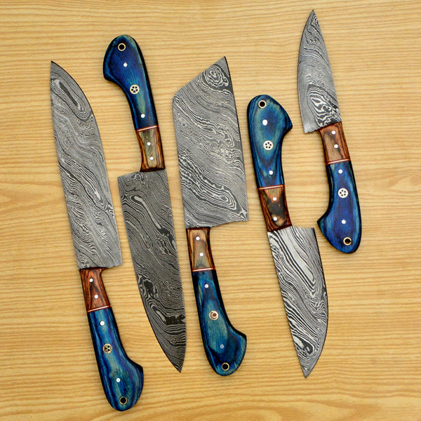 Custom Kitchen Knives Damascus Steel Chef Knife Set CKS-019
