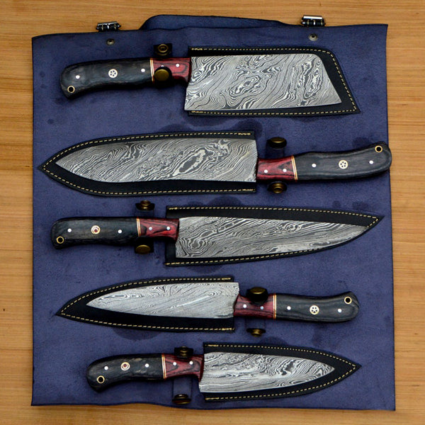 Premium Handmade Damascus Steel Chef Knife Set Kitchen Knives CKS-018