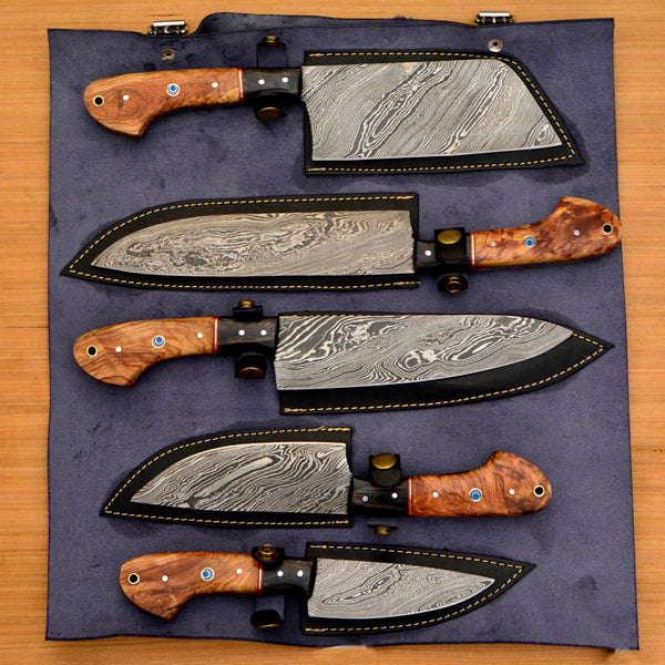 Premium Damascus Chef Knife Set Handmade Kitchen Knives CKS-017