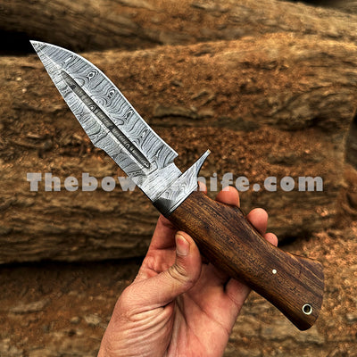 Handmade Damascus Steel Hunting Skinner Knife Rose Wood Handle DK-216