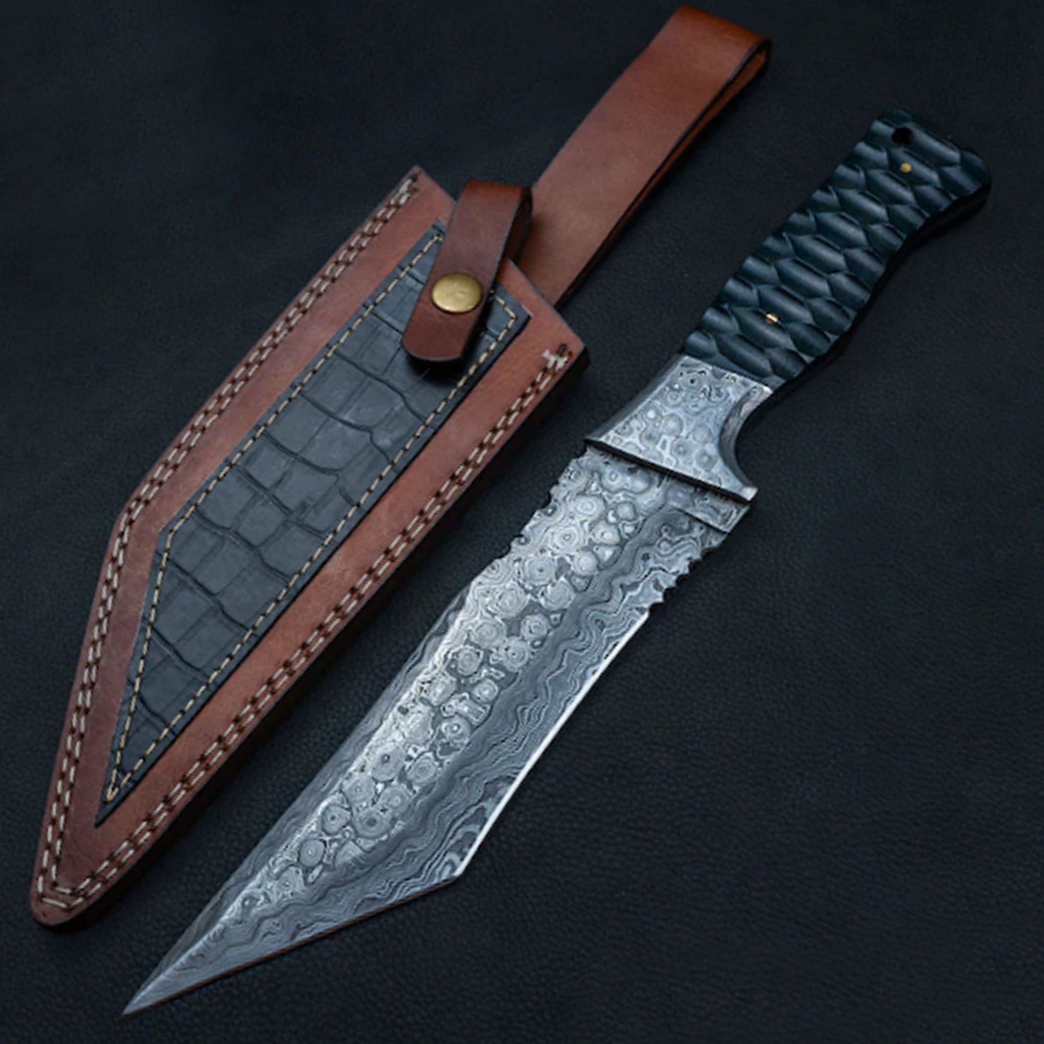 Damascus Steel Tanto Knife Hunting Knife DK-003 – The Bowie Knife