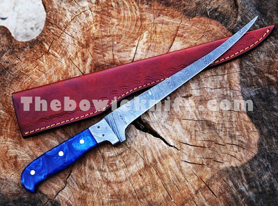 Custom Fillet Knife Damascus Steel With Sheath