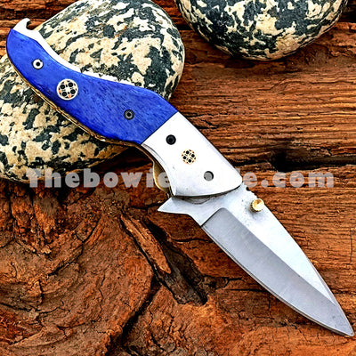 Folding Pocket Knife D2 Steel Blade Bone Handle FK-053
