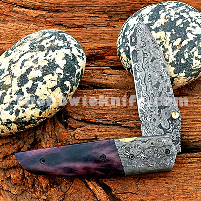 Damascus Blade Custom Folding Pocket Knife FK-051