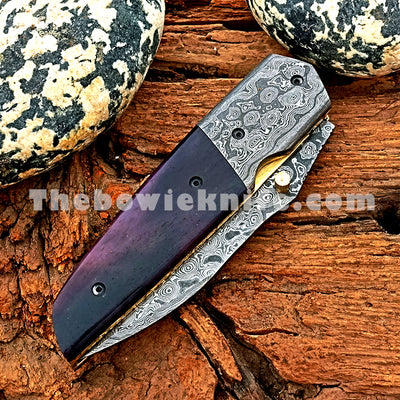 Damascus Blade Custom Folding Pocket Knife FK-051