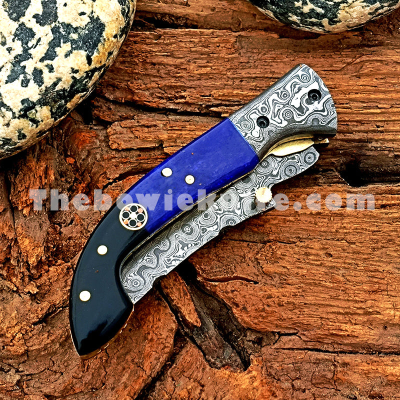 Folding Pocket Knife Damascus Steel Blade FK-057