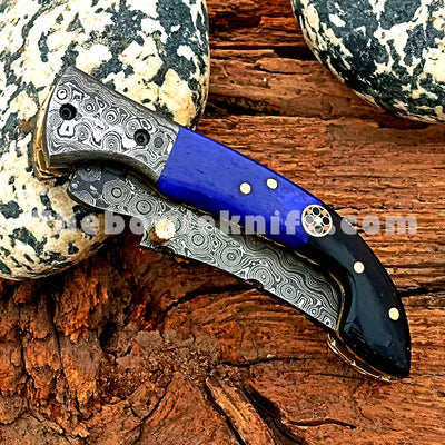 Folding Pocket Knife Damascus Steel Blade FK-057