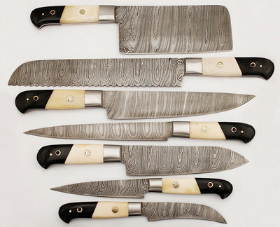 Damascus Steel 7 Pieces Chef Knife Set