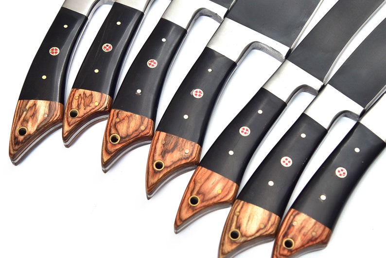7 Pieces Chef Knife Set With Leather Roll Bag