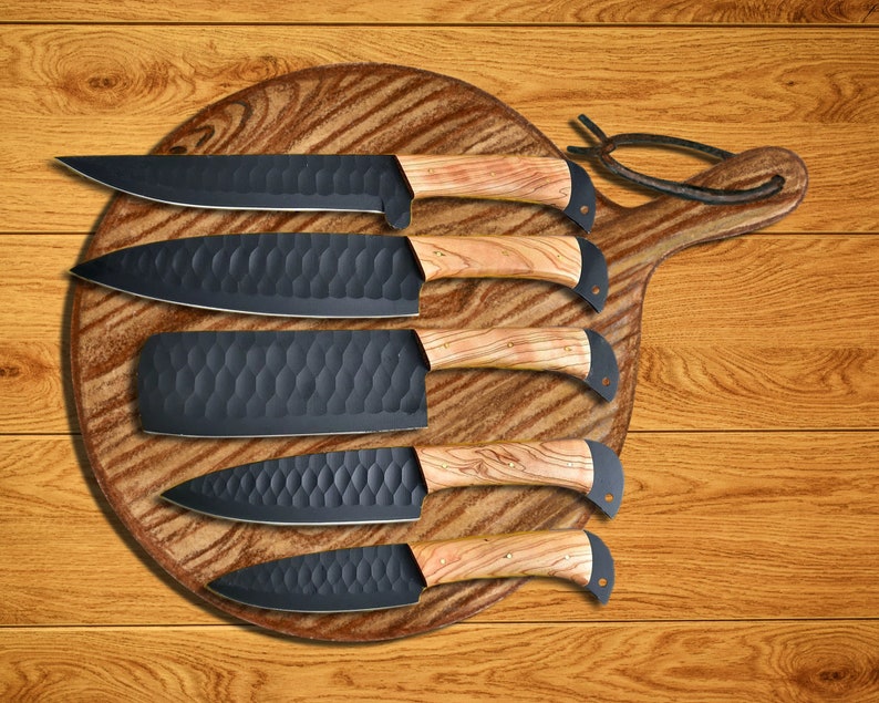 Chef Knife Set Ash Wood Handle With Leather Bag