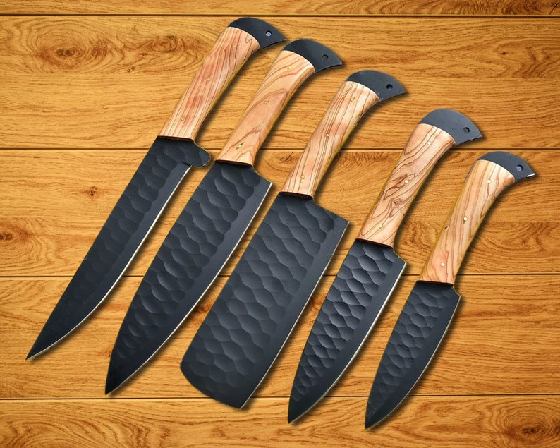 Chef Knife Set Ash Wood Handle With Leather Bag