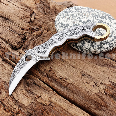 Karambit Folding Knife Engraved Pocket Knife FK-035