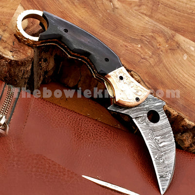 Karambit Folding Knife - Damascus Pocket Knife FK-028