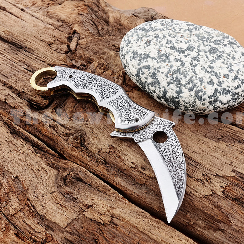 Karambit Folding Knife Engraved Pocket Knife FK-035