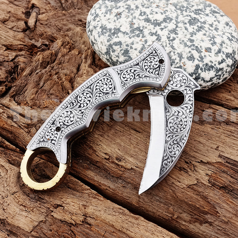 Karambit Folding Knife Engraved Pocket Knife FK-035
