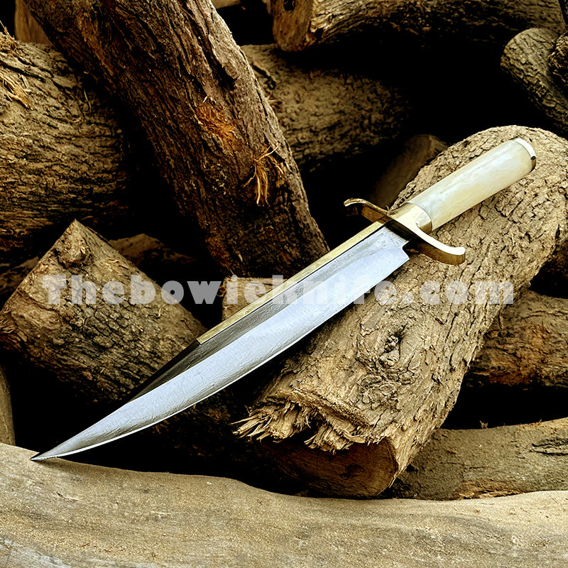 Handmade Musso Bowie Knife Bone Handle With Leather Sheath Dk-204