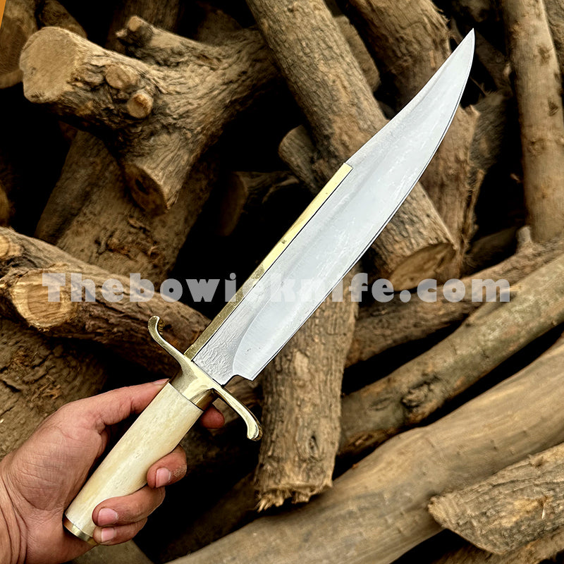 Handmade Musso Bowie Knife Bone Handle With Leather Sheath Dk-204