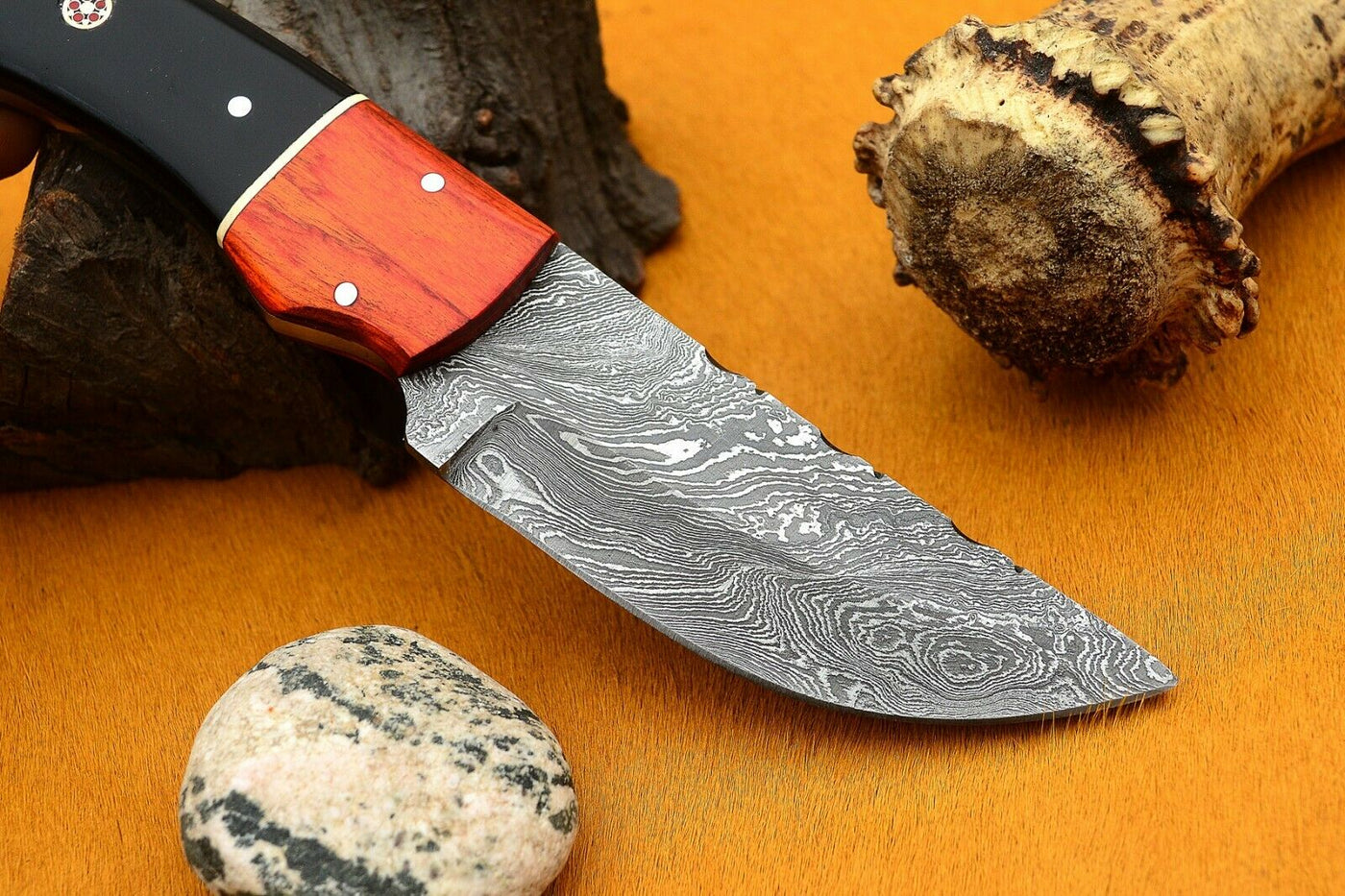 5 Pieces Offer Hunting Skinning Knife Damascus Steel With Knife Sheath SK-013